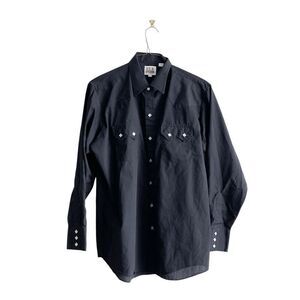 Vintage Ely Cattleman Mens Long Sleeve Pearl Snap-Up Western Shirt Black Size L